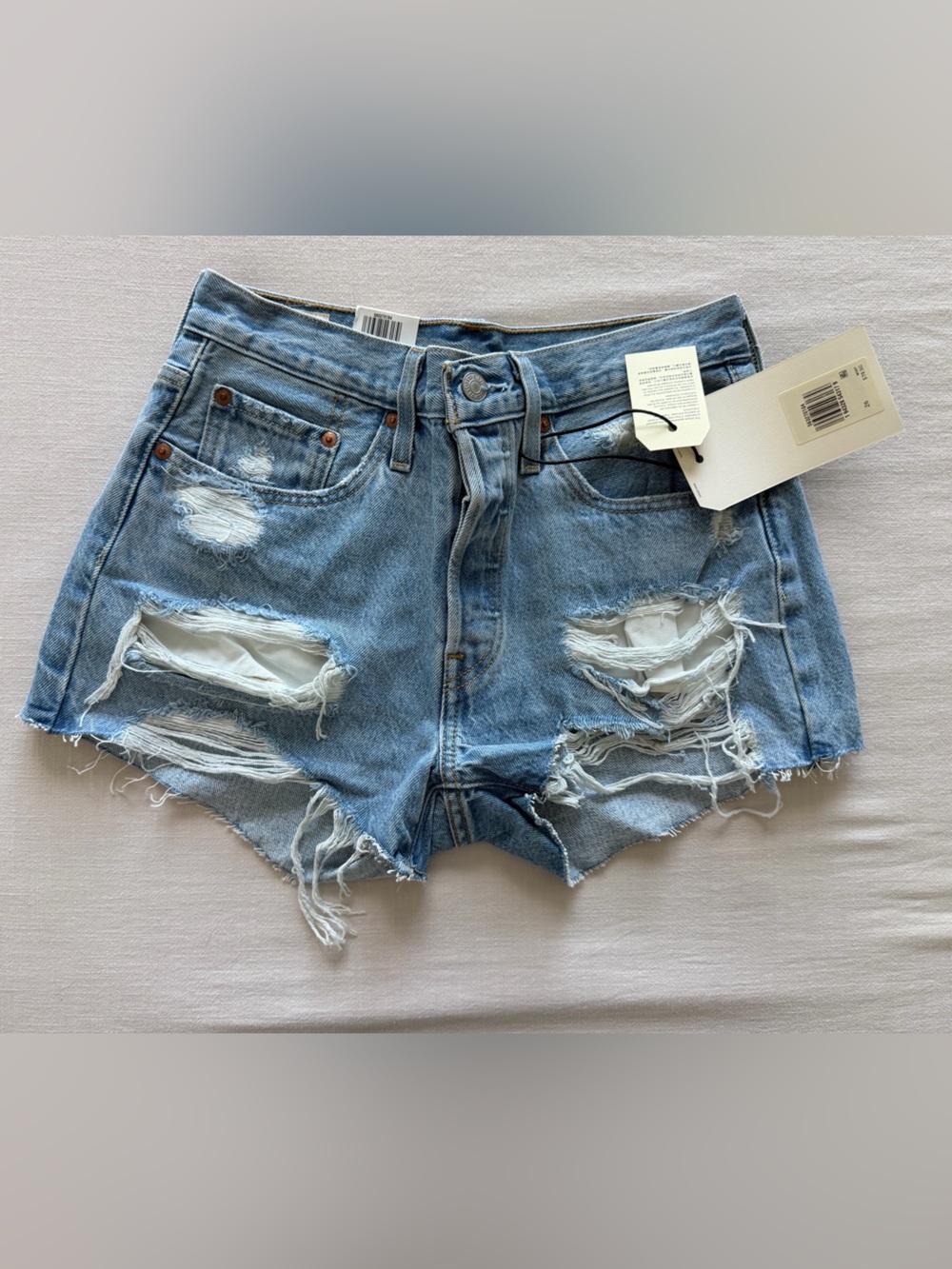 Levi’s Distressed Light Blue Women's Denim Jeans Shorts